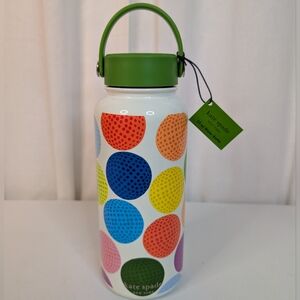 Kate Spade Golf Balls Stainless Steel Tumbler Water Bottle Green Lid And Handle